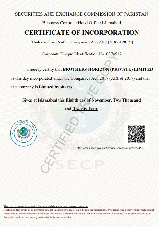 Environmental and proprietary stewardship certificate